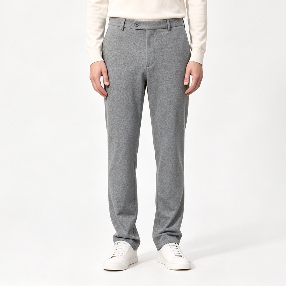 Gray Single‑Breasted Two‑Piece Suit with Detachable Hood