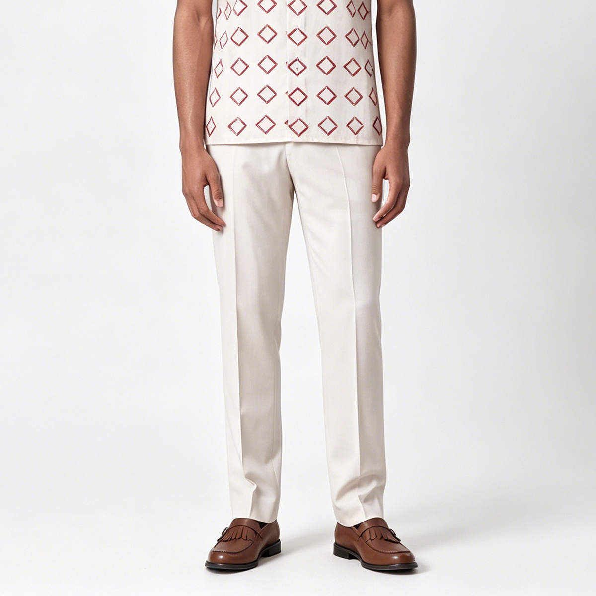White Cool‑Series Wool‑Polyester Fused Wedding Two‑Piece Suit