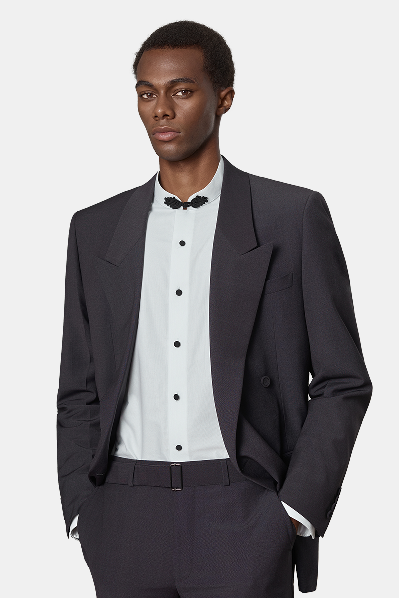 Grey Cool‑Series Wool‑Blend Fused Daily‑Groom Two‑Piece Suit