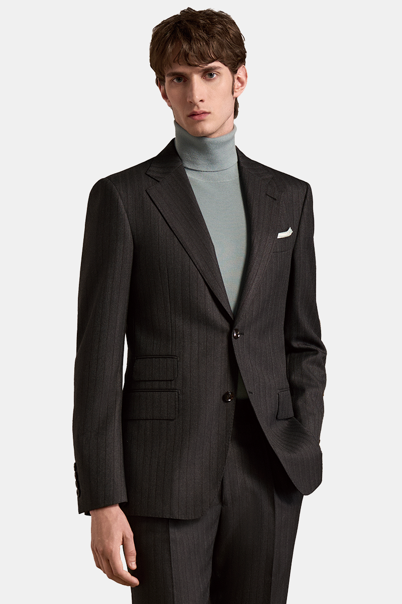 Navy Wool-Worsted Silk Single-Breasted Two‑Piece Suit