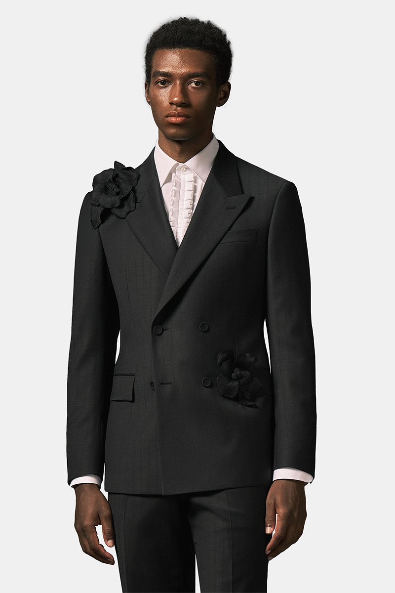 Black Wool‑Polyester‑RCF‑Elastane Half‑Canvas Double‑Breasted Two‑Piece Suit
