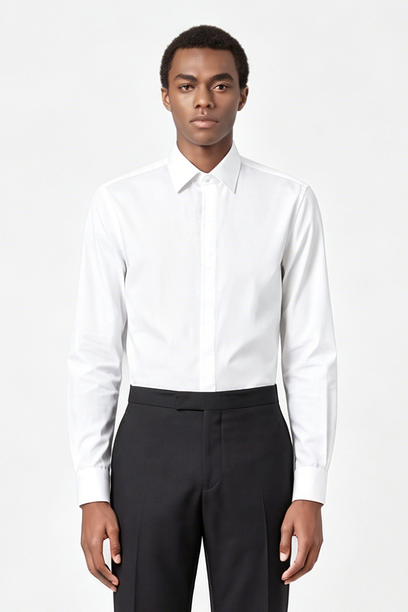 White LA‑Easy‑Care Standard‑Collar Wedding Men's Shirt