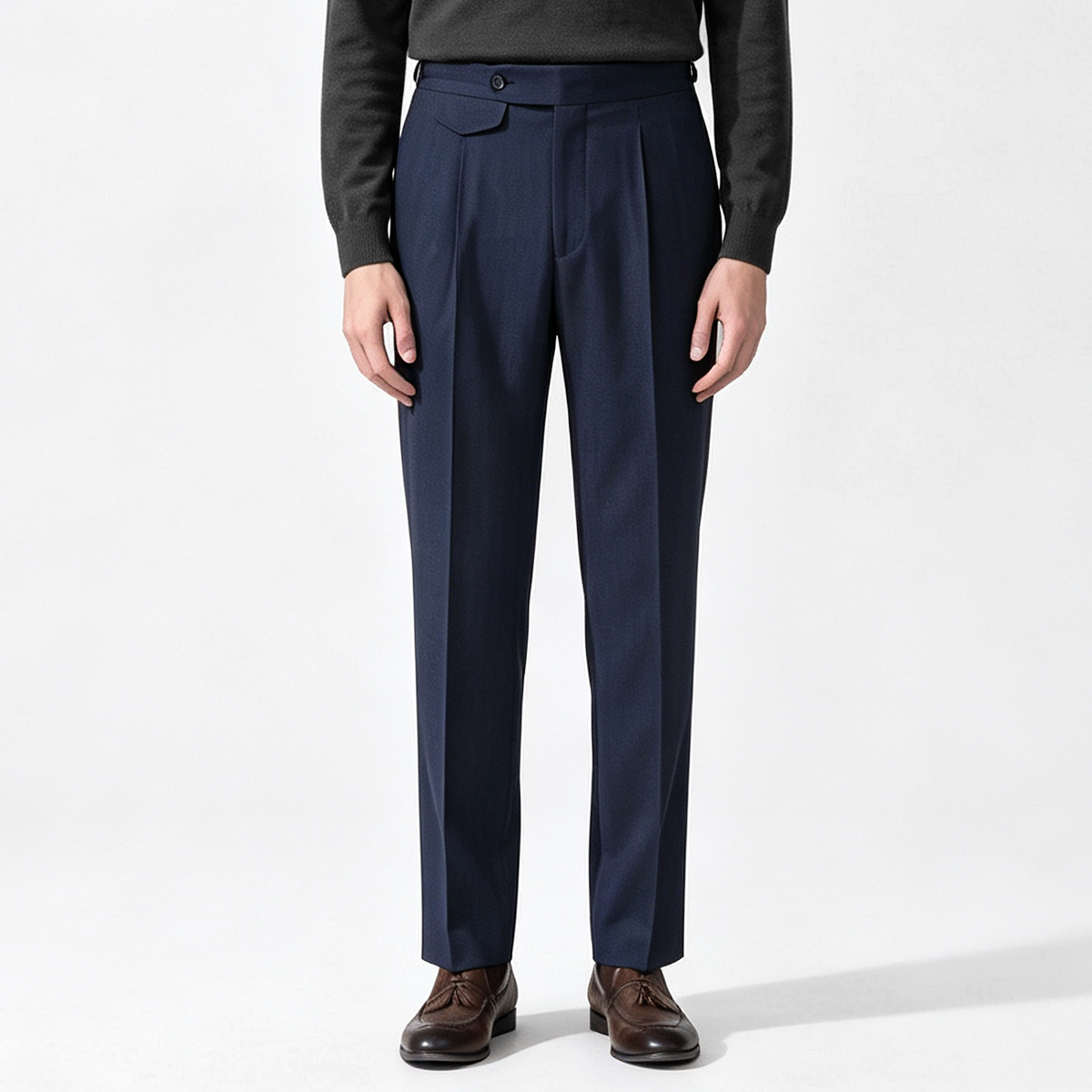 Navy Wool‑Polyester‑Elastane Double‑Breasted Two‑Piece Suit