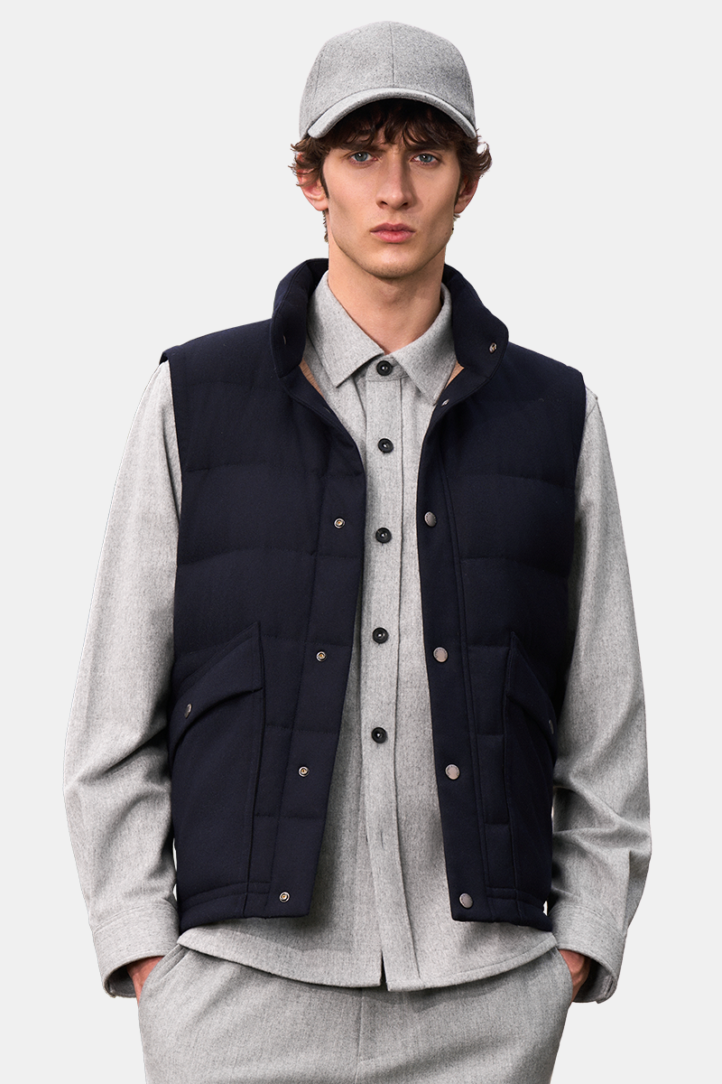 Navy Stand‑Collar Vest