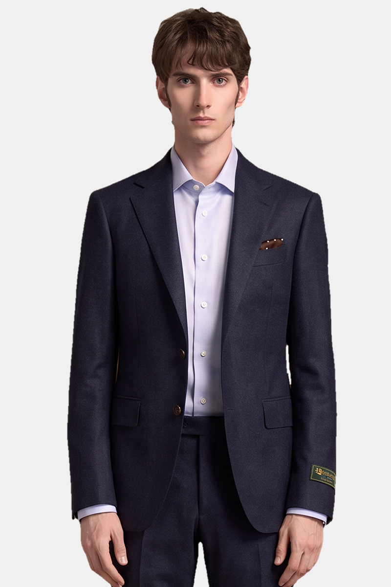 Navy Wool-Worsted Silk Single-Breasted Two‑Piece Suit