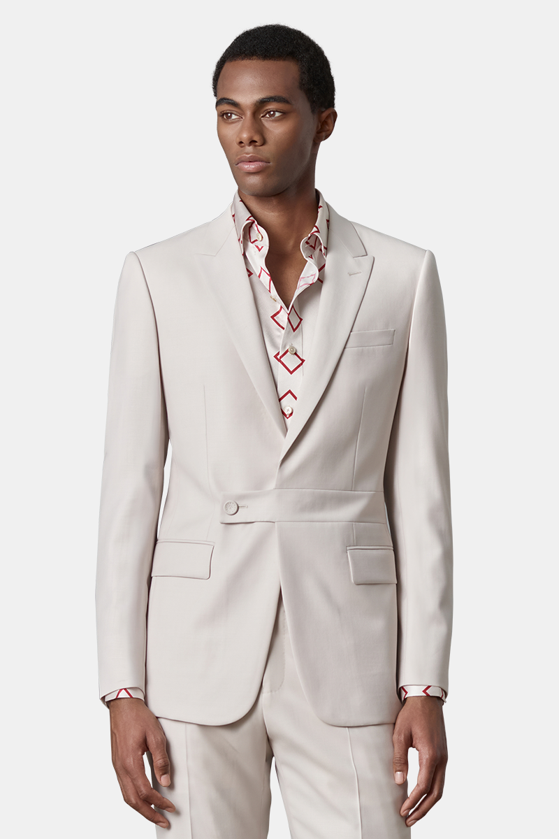 White Cool‑Series Wool‑Polyester Fused Wedding Two‑Piece Suit