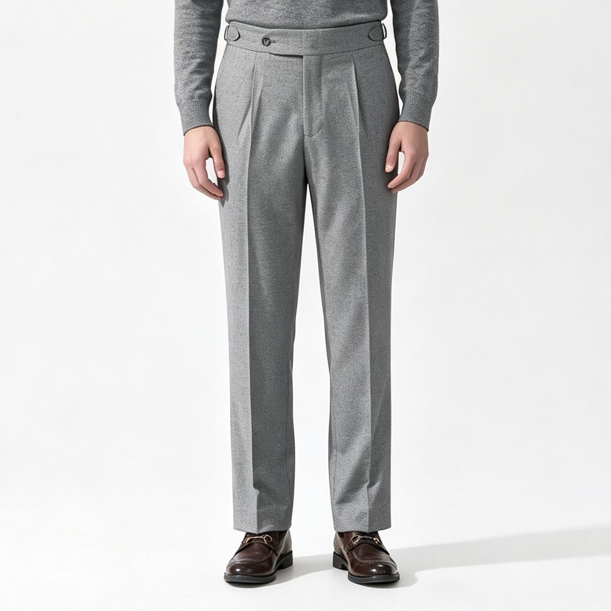 Gray Wool Half‑Canvas Double‑Breasted Two‑Piece Suit