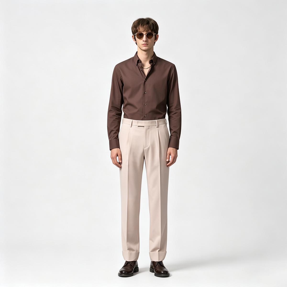 Gray Wool‑Polyester Half‑Canvas Double‑Breasted Two‑Piece Suit