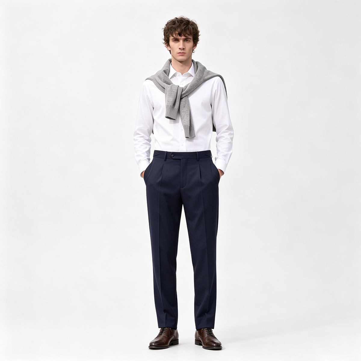 Navy Half‑Canvas Single‑Breasted Two‑Piece Suit