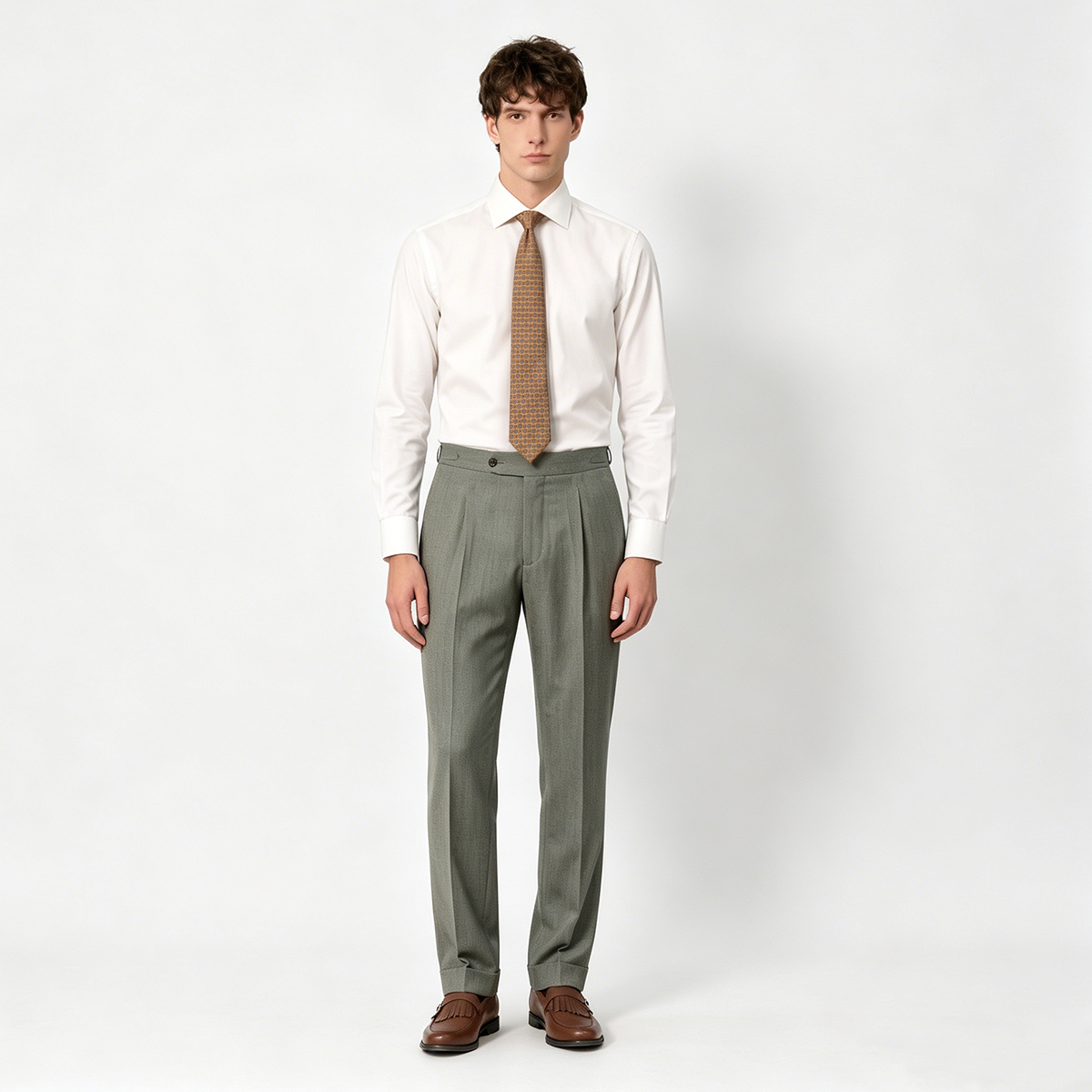 Grey VBC Virgin‑Wool Peak Lapel Two‑Piece Suit