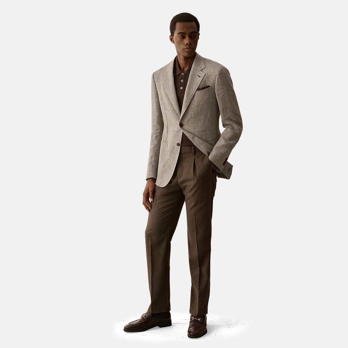 Light Grey Linen‑Cotton Half‑Canvas Blazer