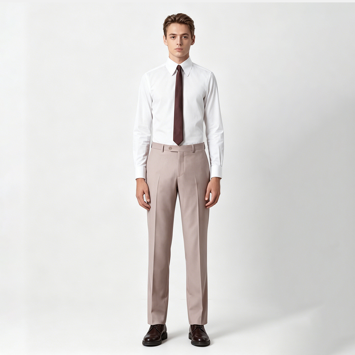 White Cool‑Series Modal Point‑Collar Wedding Men's Shirt