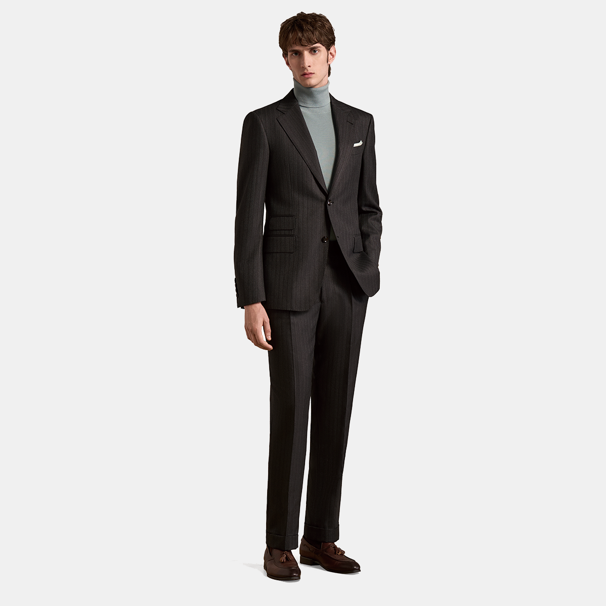 Navy Wool-Worsted Silk Single-Breasted Two‑Piece Suit