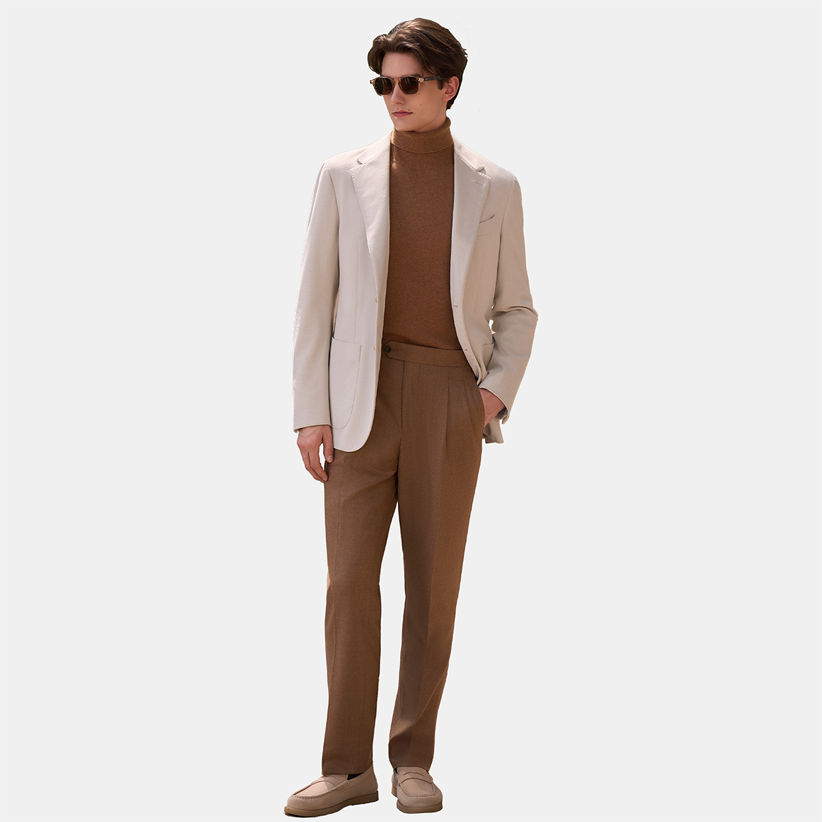 White Polyester Ultra‑Thin Half‑Canvas Single‑Breasted Blazer