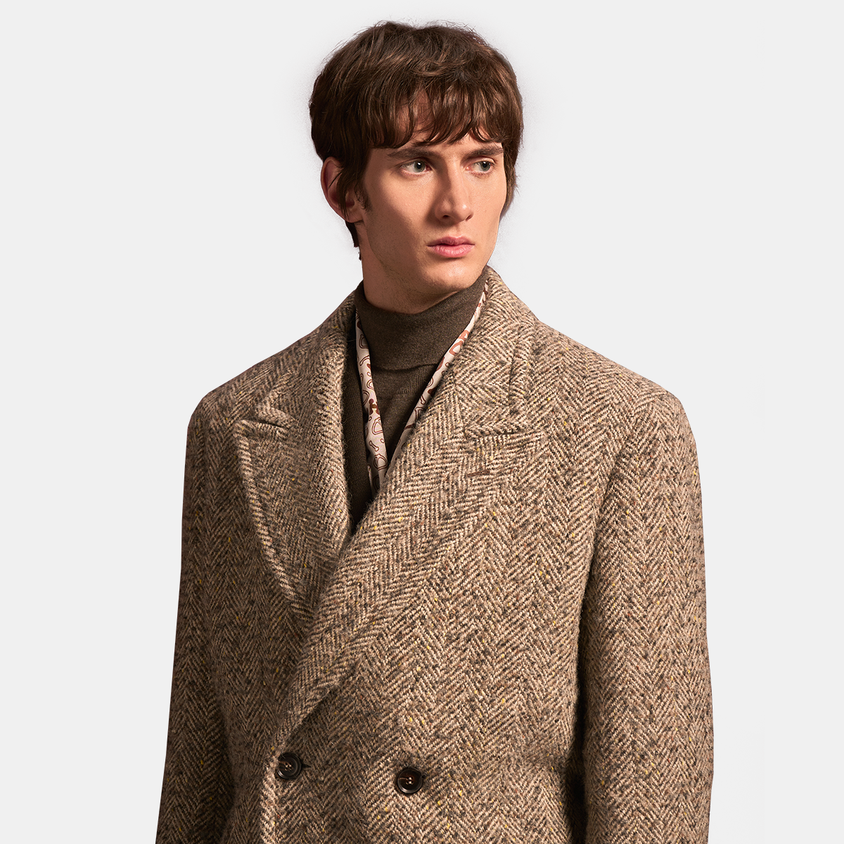 Brown Wool‑Cashmere‑Alpaca 6x3 Double‑Breasted Fused Overcoat