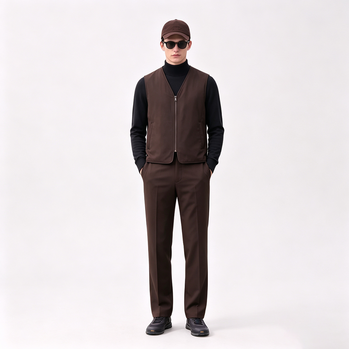 Dark Brown Single‑Breasted Notch Lapel Two-Piece Suit