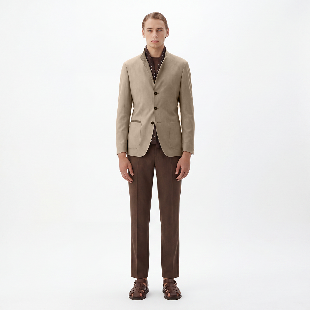 Lightweight Wool Blend Stretch Modern Fit Chinese Style Blazer