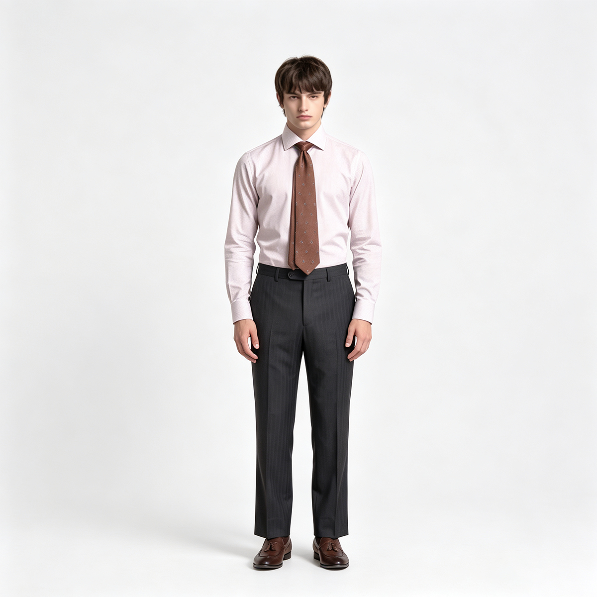 Dark Grey Pinstripe Pure‑Wool Half‑Canvas Two‑Piece Suit