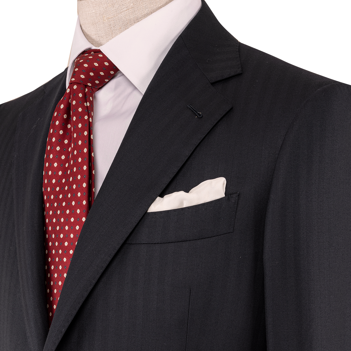 Navy Striped All‑Wool Single‑Breasted Two‑Piece Suit