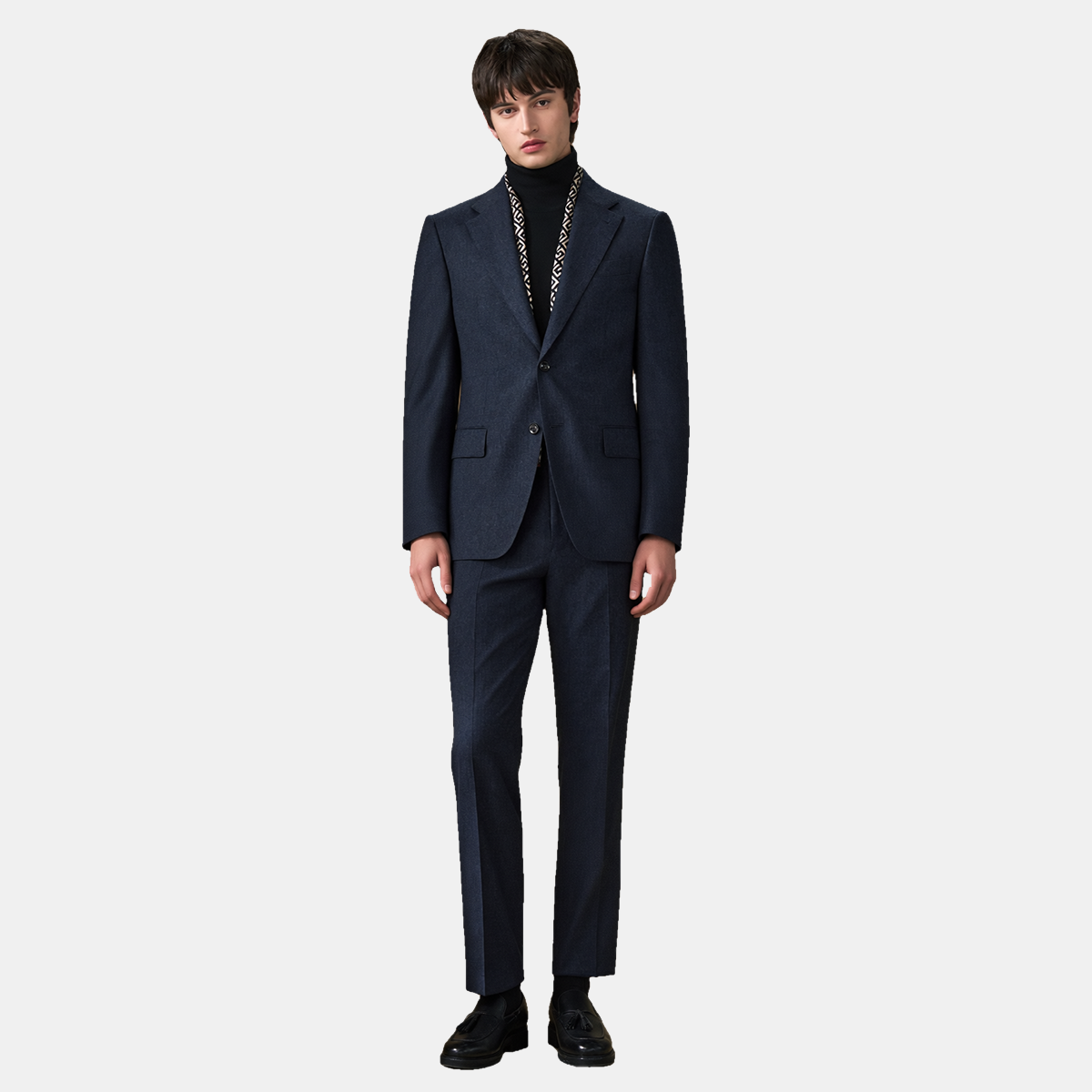 Navy Wool Half‑Canvas Single‑Breasted Two‑Piece Suit
