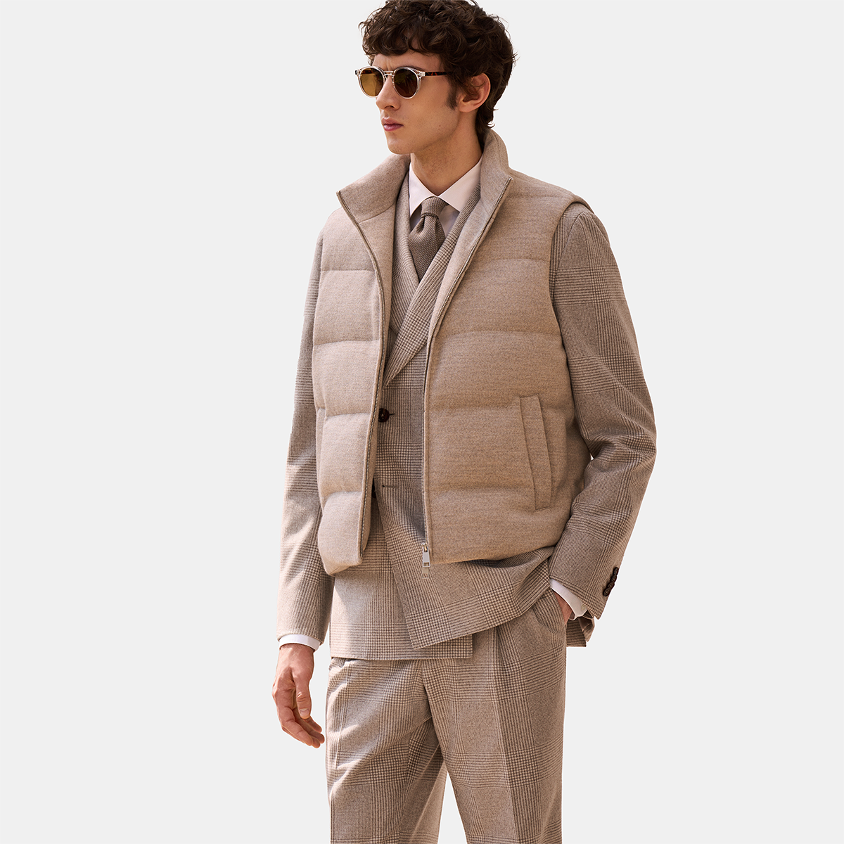 Light Camel Polyester‑Wool‑Polyamide Vest