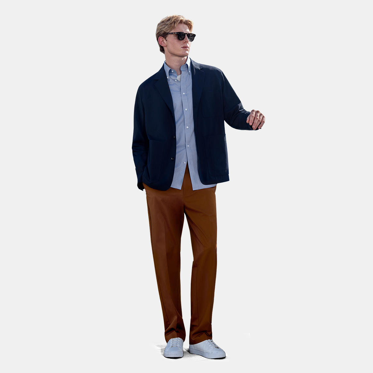 Navy Polyester‑Blend Fused Italian‑Casual jacket