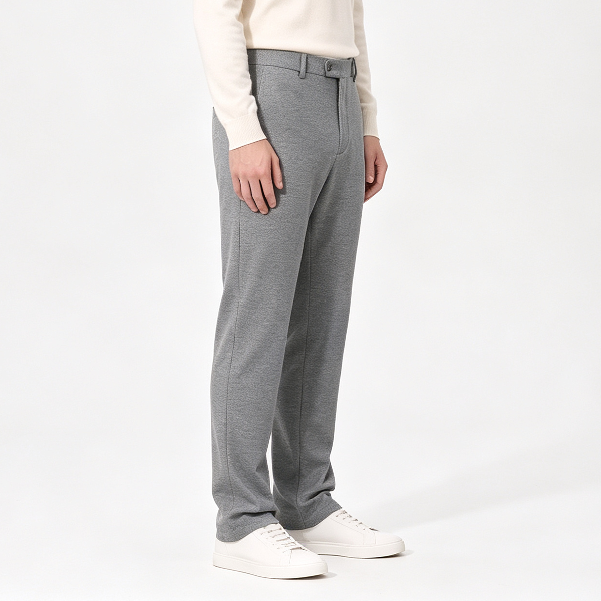 Gray Single‑Breasted Two‑Piece Suit with Detachable Hood