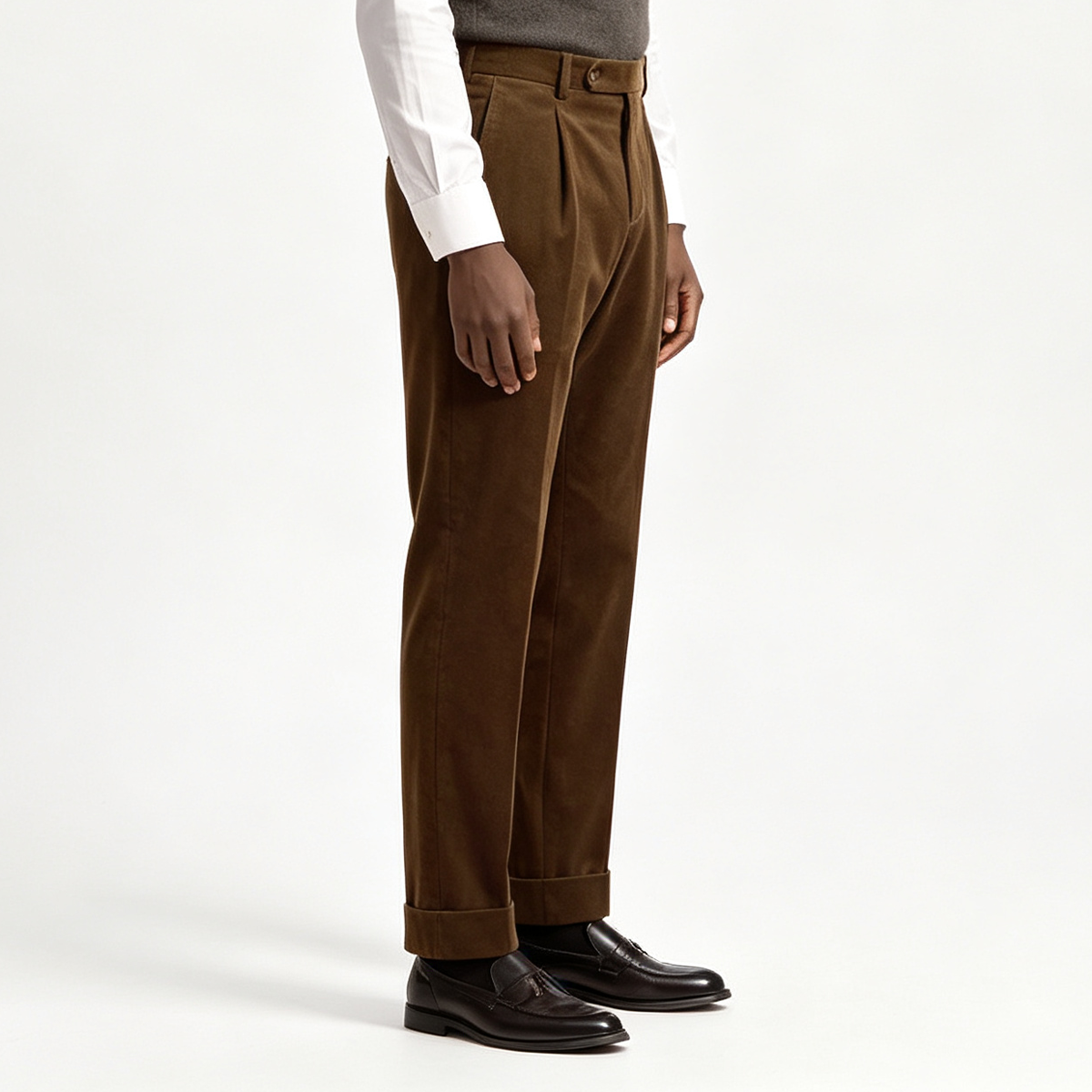 Tan Cotton‑Elastane Fused Single‑Breasted Two‑Piece Suit