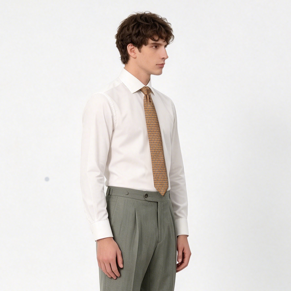 White Silk‑Blend 5A‑Odor‑Control Men's Shirt
