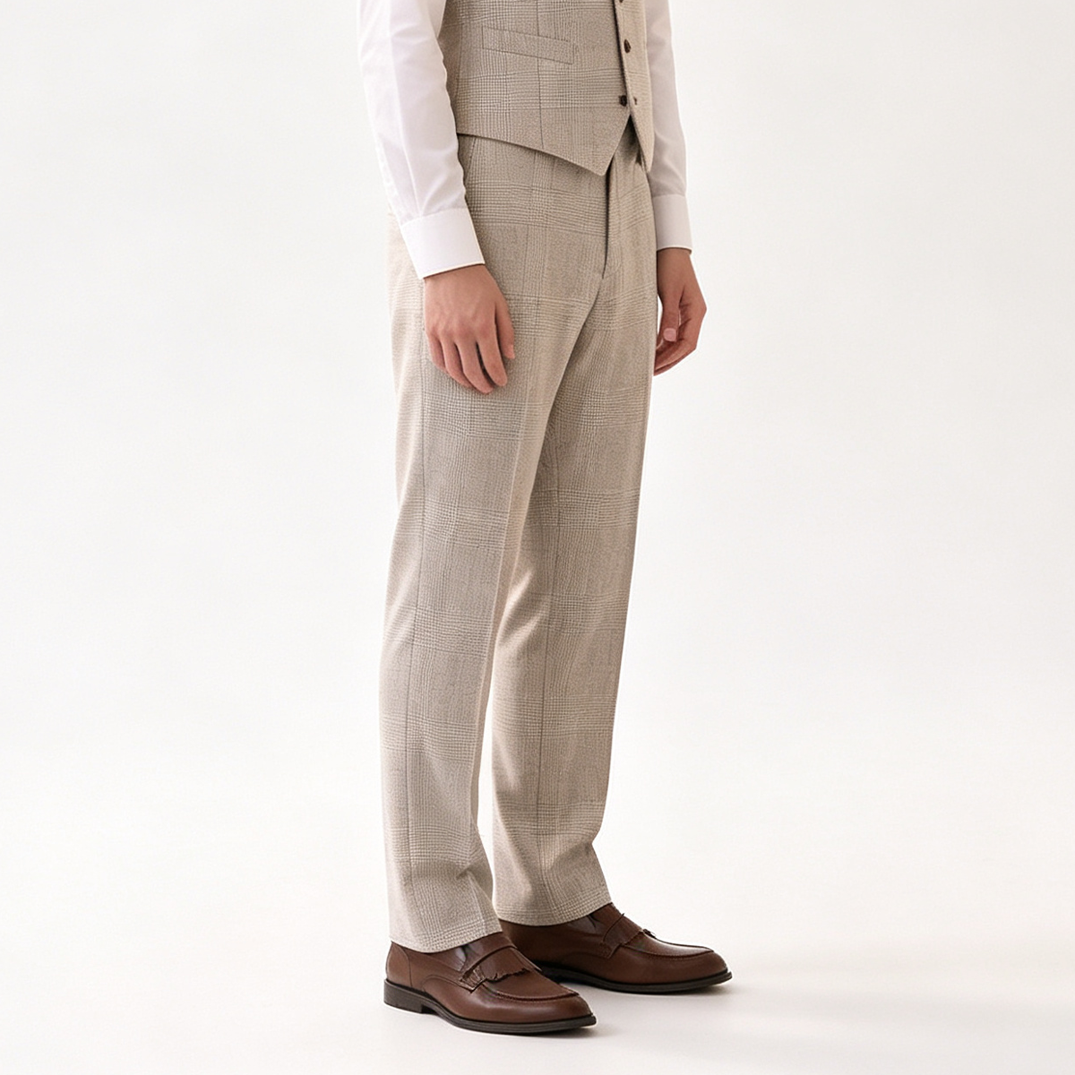 Light Camel Wool Ultra‑Thin Half‑Canvas Double‑Breasted Two‑Piece Suit