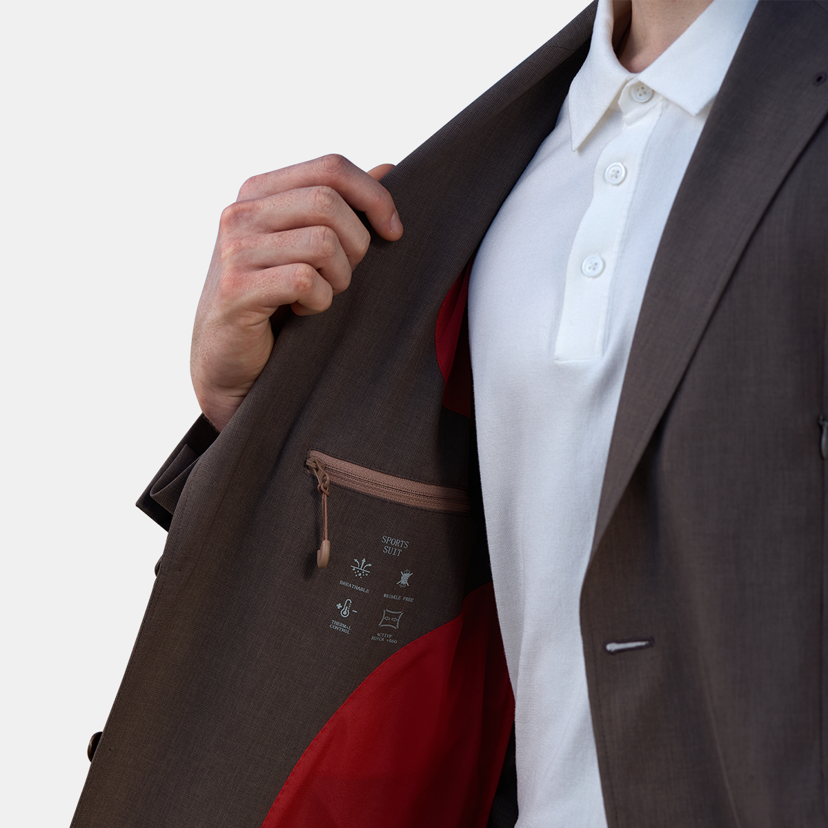 Brown Ultra‑Light Polyester Fused Sport‑Travel Casual Two‑Piece Suit