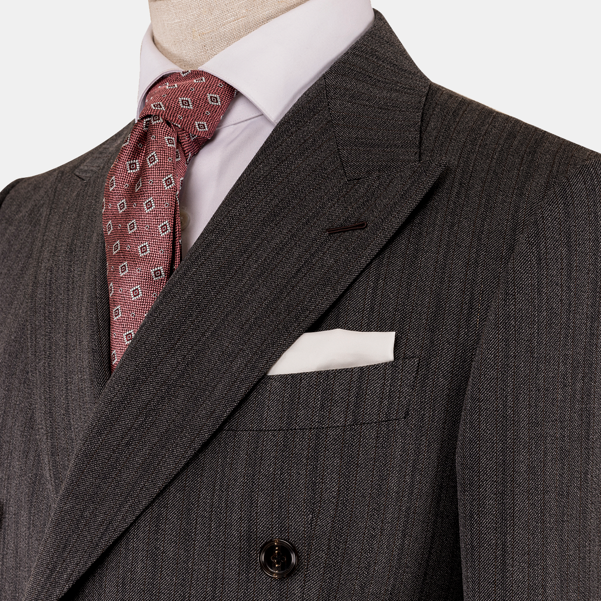 Gray Striped All‑Wool Double‑Breasted Two‑Piece Suit
