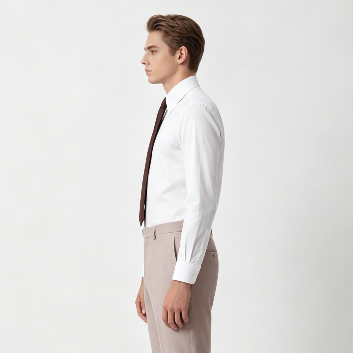 White Cool‑Series Modal Point‑Collar Wedding Men's Shirt