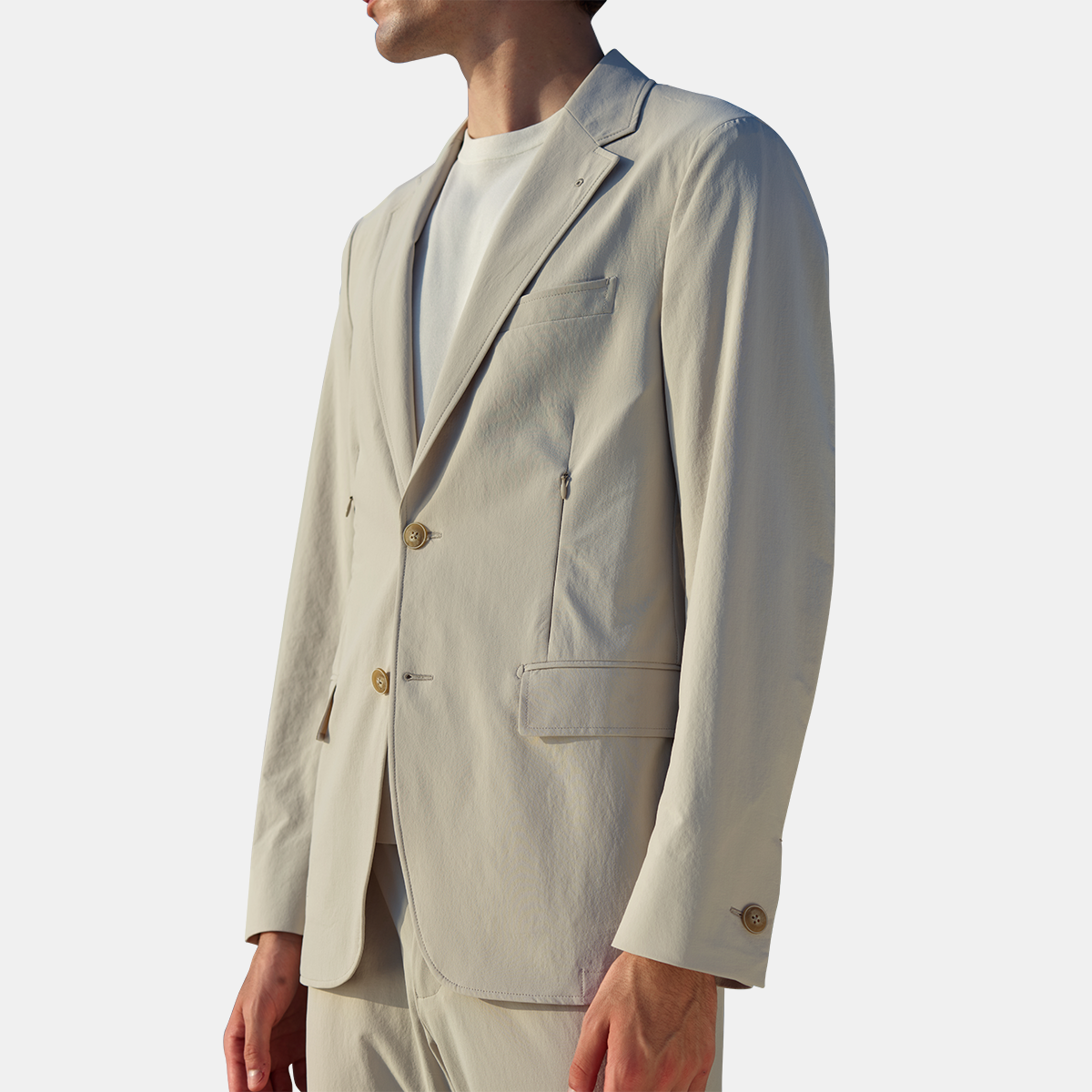 White 4‑Way‑Stretch Polyamide‑Blend Fused Sport‑Outdoor Two‑Piece Suit