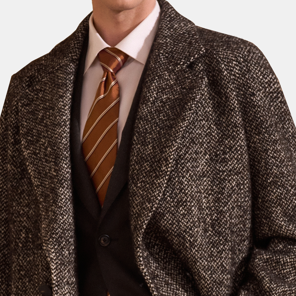 Dark Brown 4x2 Double‑Breasted Wool‑Blend Overcoat