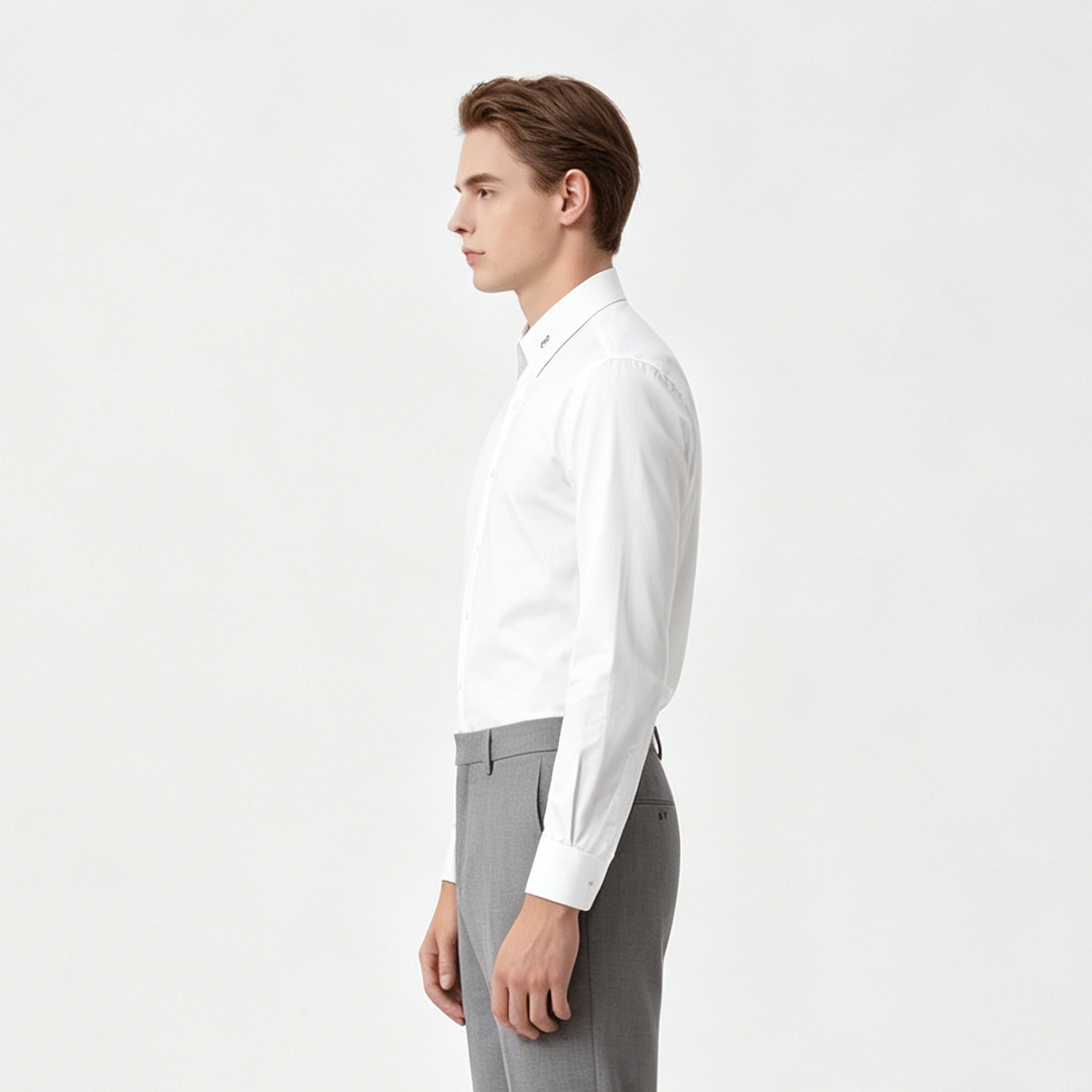 White Triple‑Protection DR Point‑Collar Wedding Men's Shirt