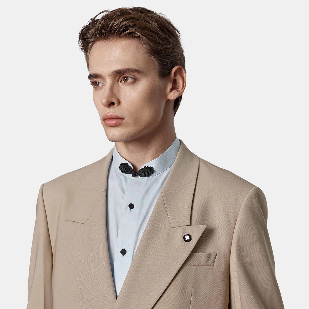 Brown Cool‑Series Twisted Pure‑Wool Fused Wedding Two‑Piece Suit