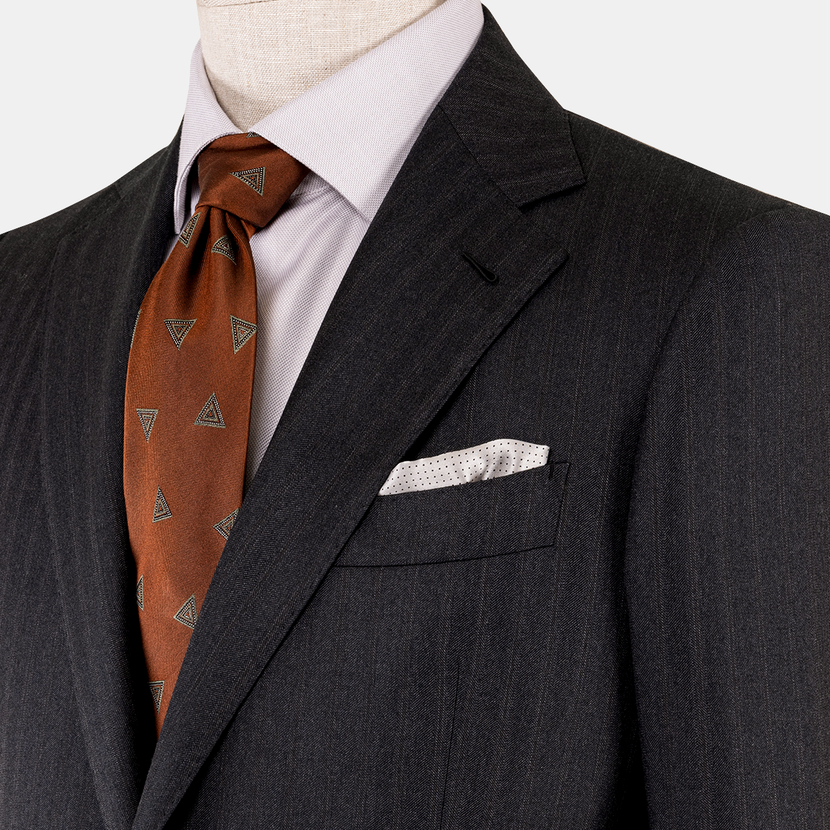 Dark Grey Pinstripe Pure‑Wool Half‑Canvas Two‑Piece Suit