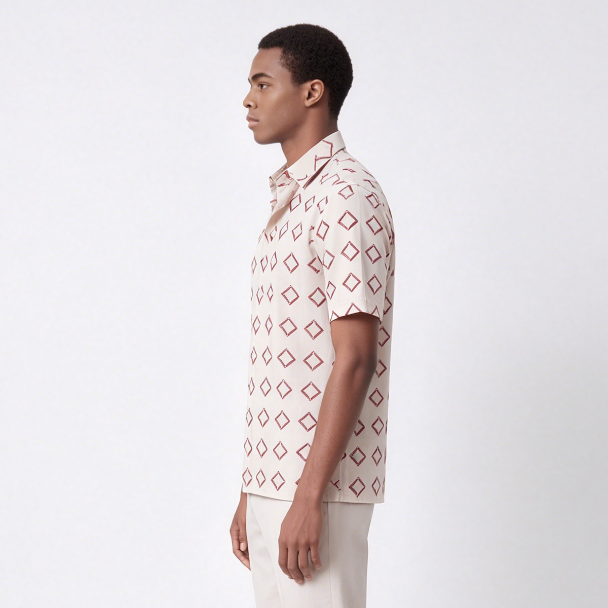 Red Detachable‑Tie‑Neck Polyester Wedding Men's Shirt