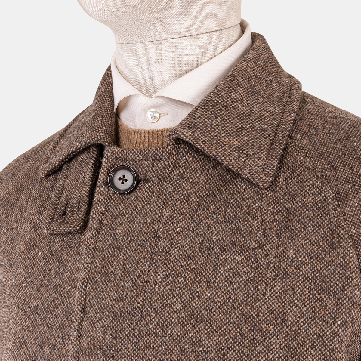 Dark Brown Wool 5‑Button Hidden Placket Overcoat