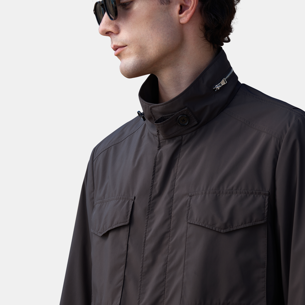 Brown Polyester‑Spandex Outdoor‑Travel Trench Coat