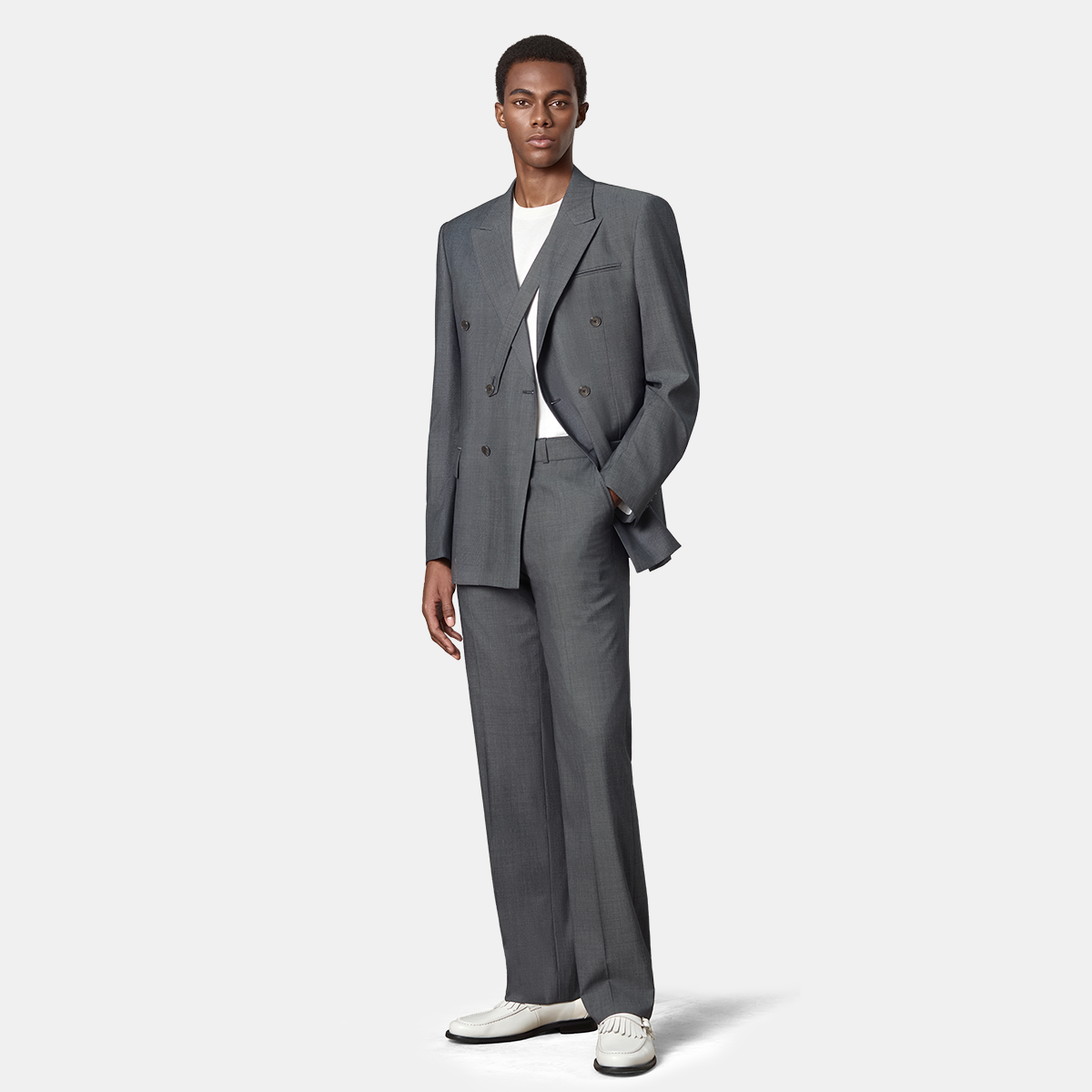 Grey Cool‑Series Silk‑Wool‑Blend Wedding Two‑Piece Suit