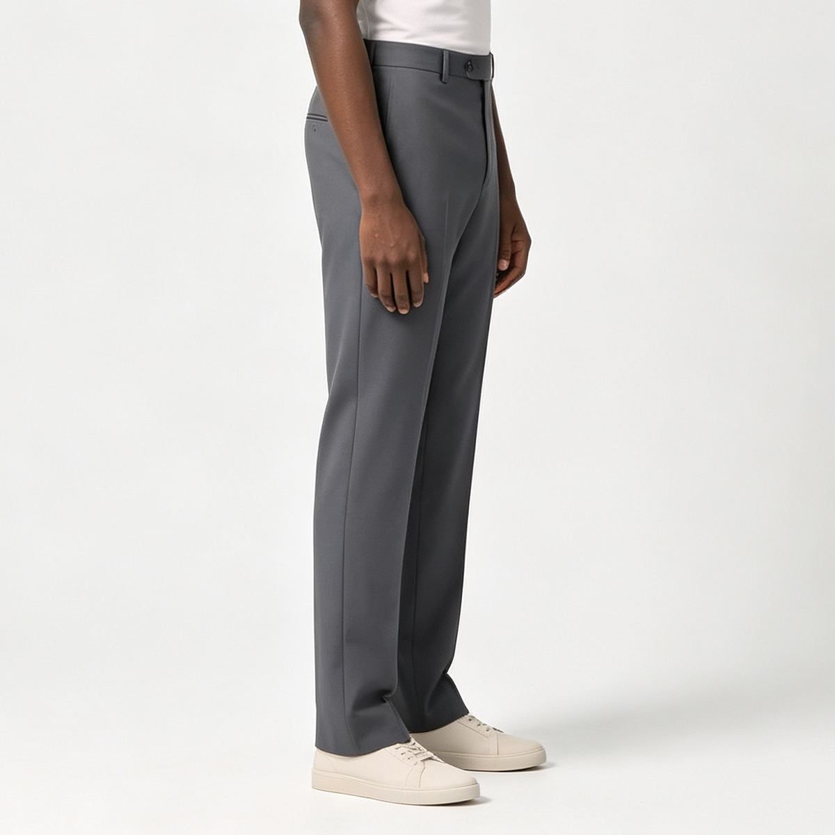 Gray Wool‑Polyester Fused Single‑Breasted Two‑Piece Suit