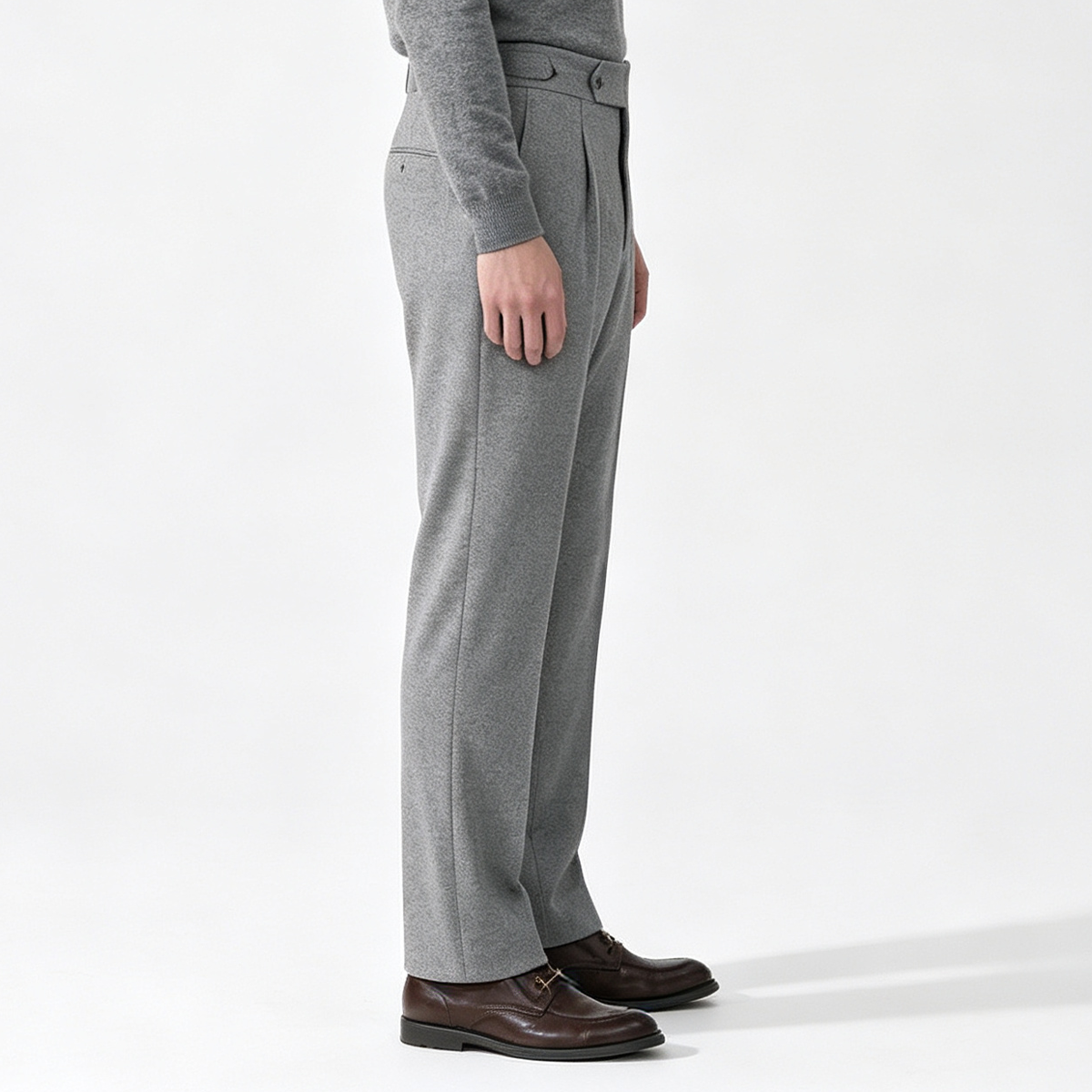 Gray Wool Half‑Canvas Double‑Breasted Two‑Piece Suit