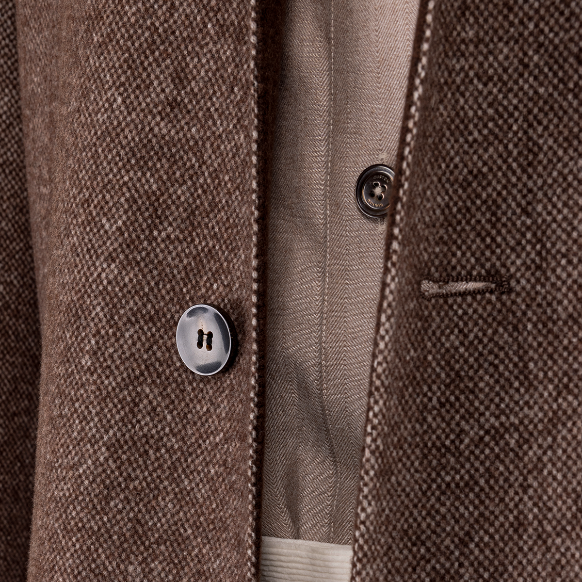 Dark Brown Wool‑Alpaca Double‑Faced 5‑Button Exposed‑Placket Overcoat