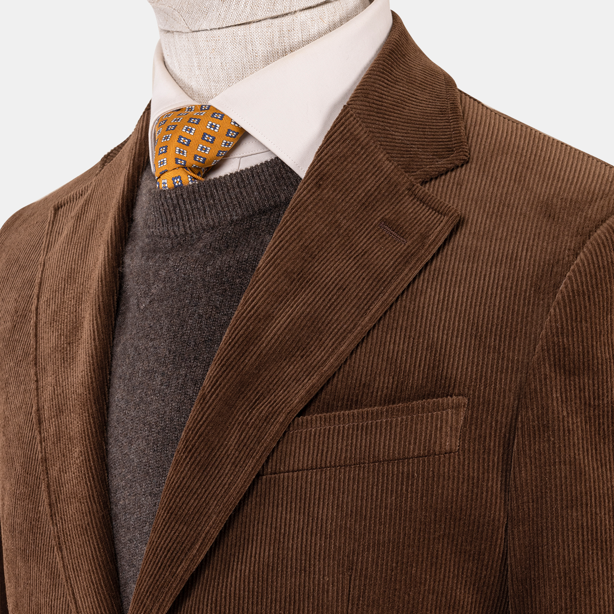 Tan Cotton‑Elastane Fused Single‑Breasted Two‑Piece Suit