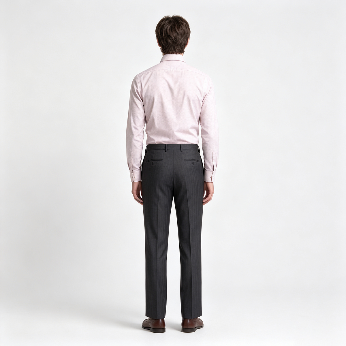 Dark Grey Pinstripe Pure‑Wool Half‑Canvas Two‑Piece Suit