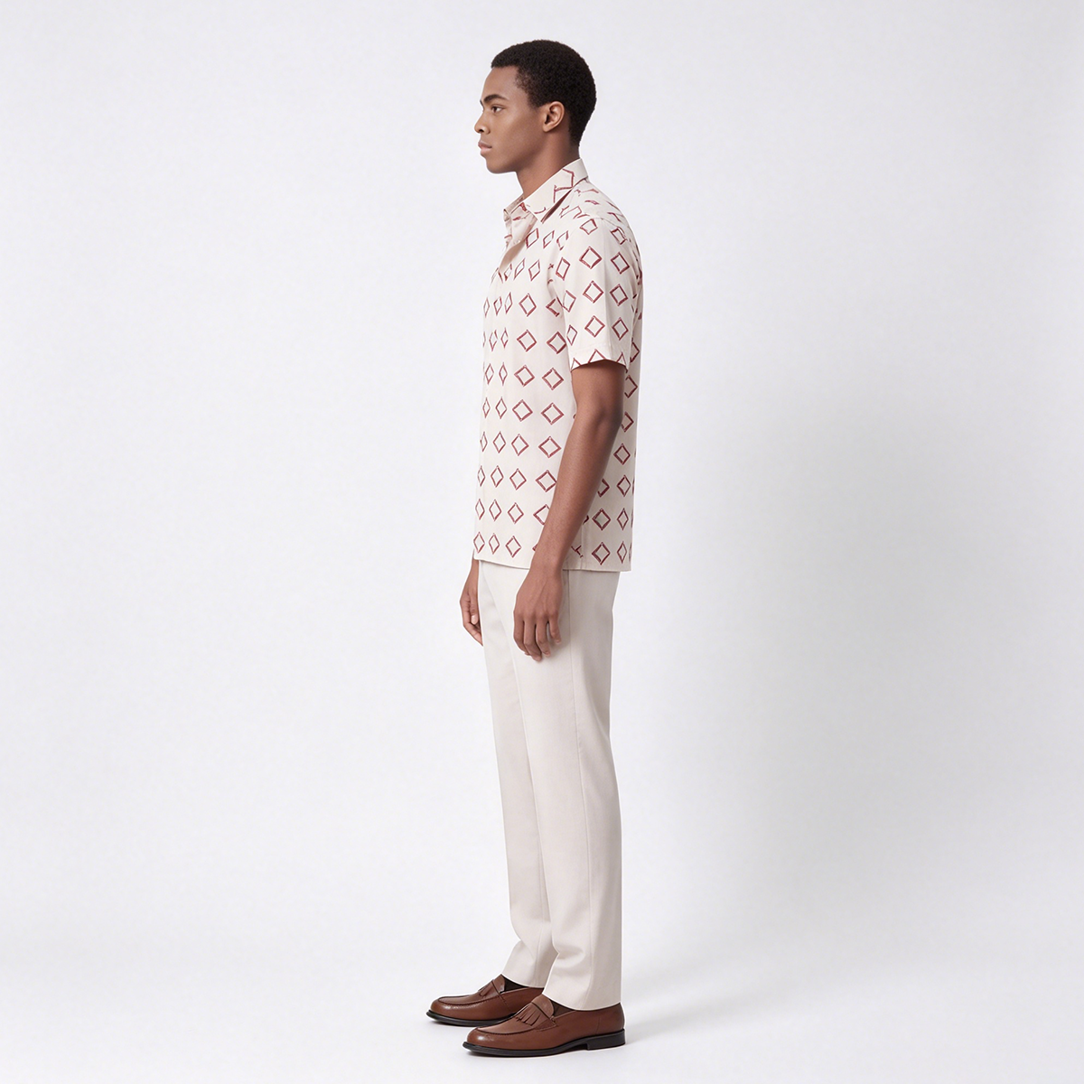 Red Detachable‑Tie‑Neck Polyester Wedding Men's Shirt