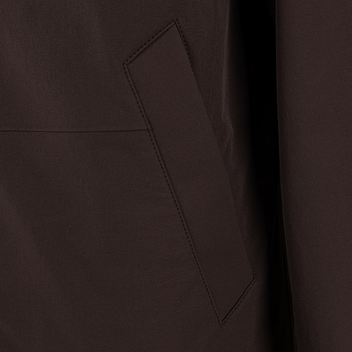Dark Brown Hidden‑Placket Stand Collar Trench Coat