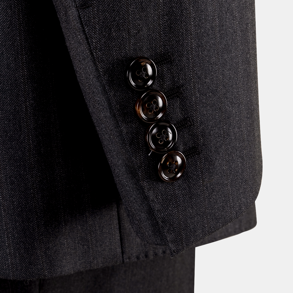 Dark Grey Pinstripe Pure‑Wool Half‑Canvas Two‑Piece Suit